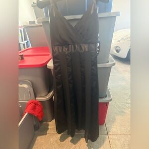 Elegant Black Satin V-Neck  Dress p13
